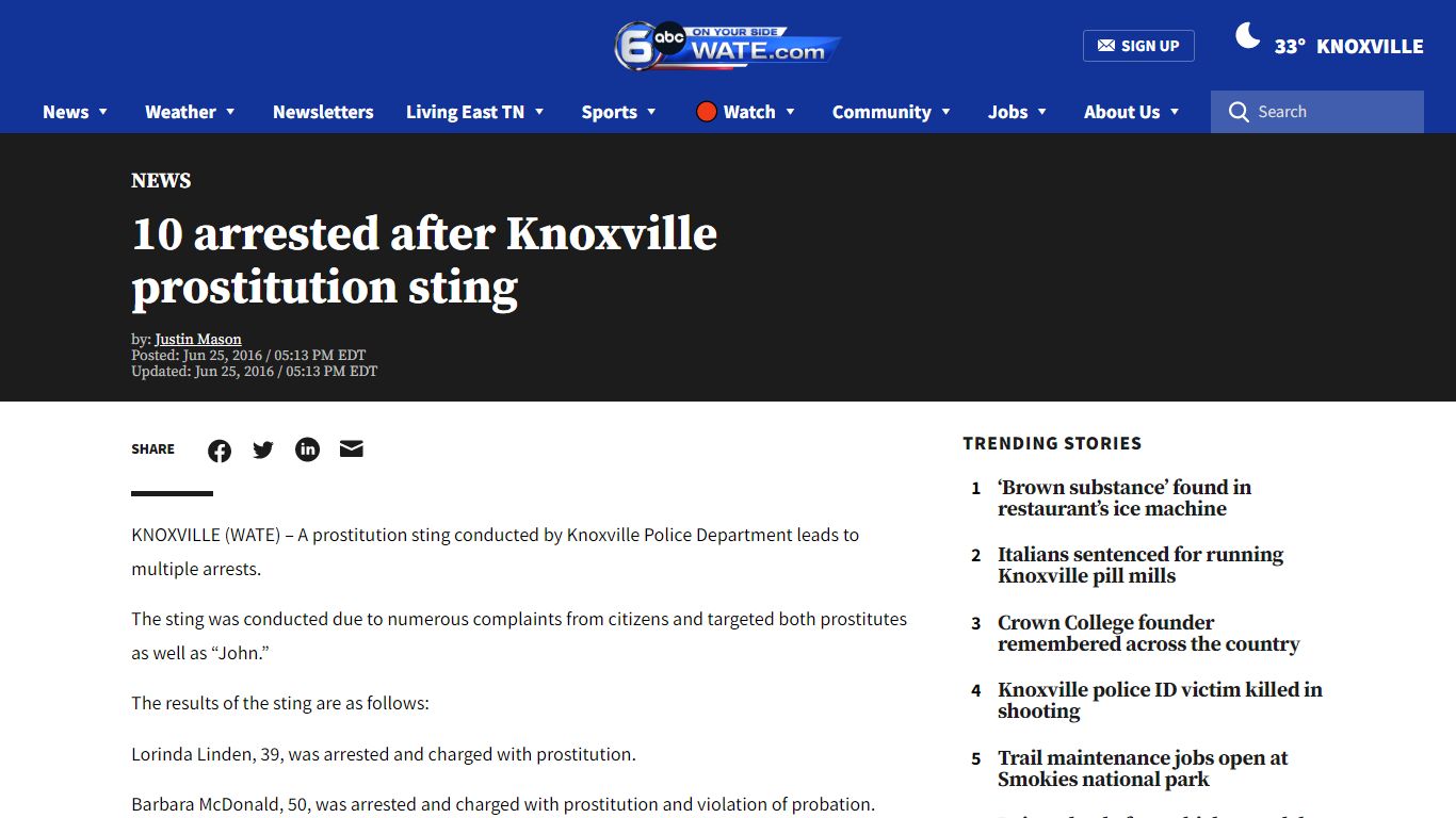 10 arrested after Knoxville prostitution sting - WATE 6 On Your Side