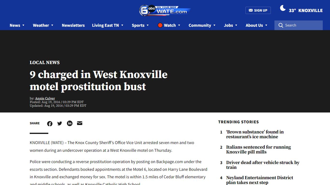 9 charged in West Knoxville motel prostitution bust - WATE 6 On Your Side